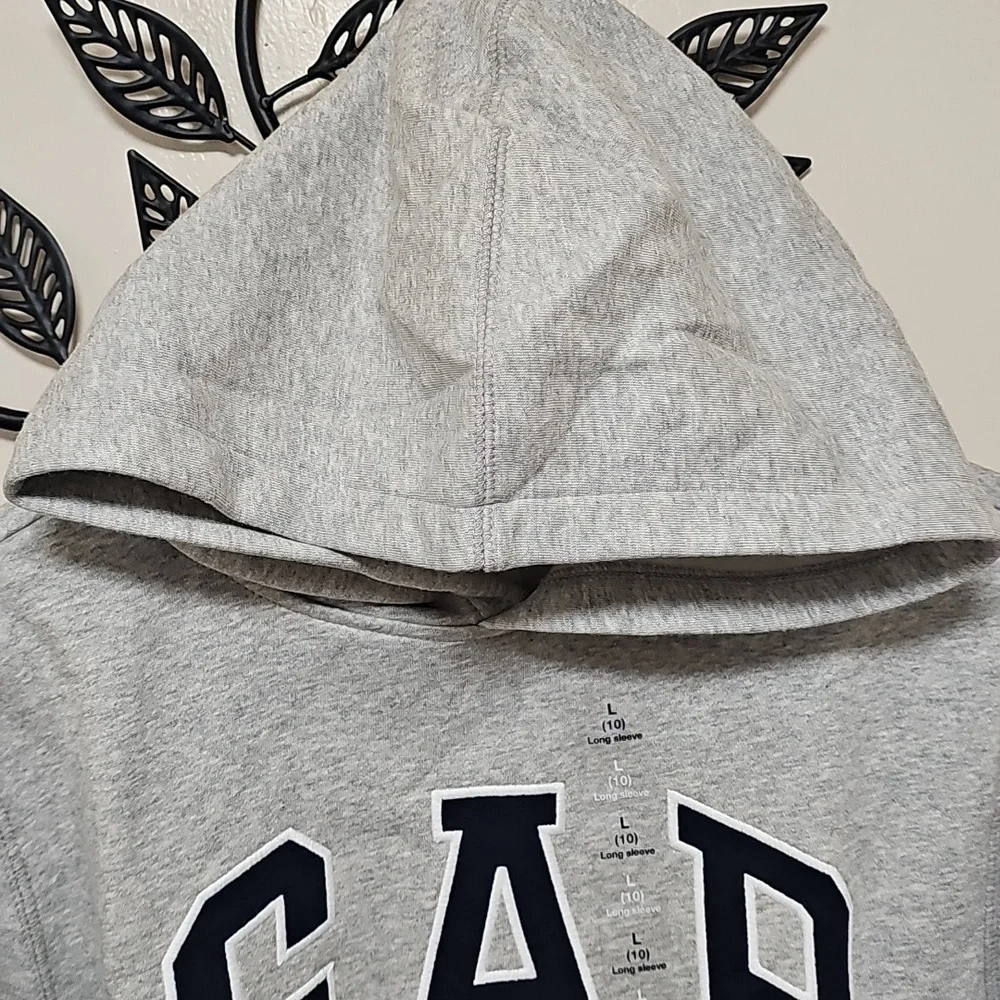 GAP‎ Kids Heather Gray Hoodie with Dark Blue Accents